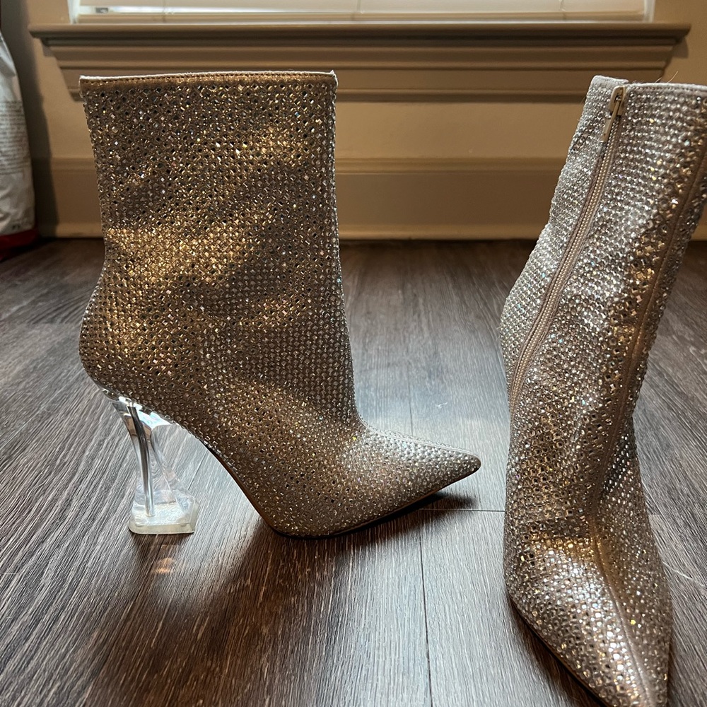 Steve Madden Vivy-R Rhinestone Embellished Point Toe Booties